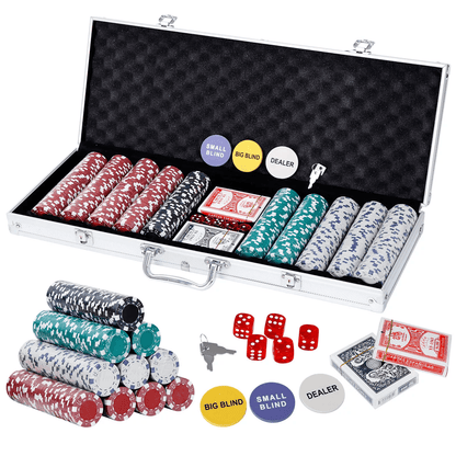 Texas Hold'em Poker Chip Set with Aluminum Case, Poker Chips for Blackjack and Casino Games