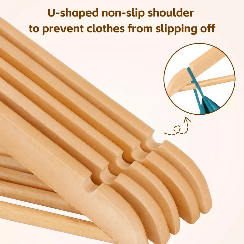 Premium Wooden Hangers NonSlip Coat  Clothes Hangers Swivel Hook Durable Natural Wood For Suits Jac 9