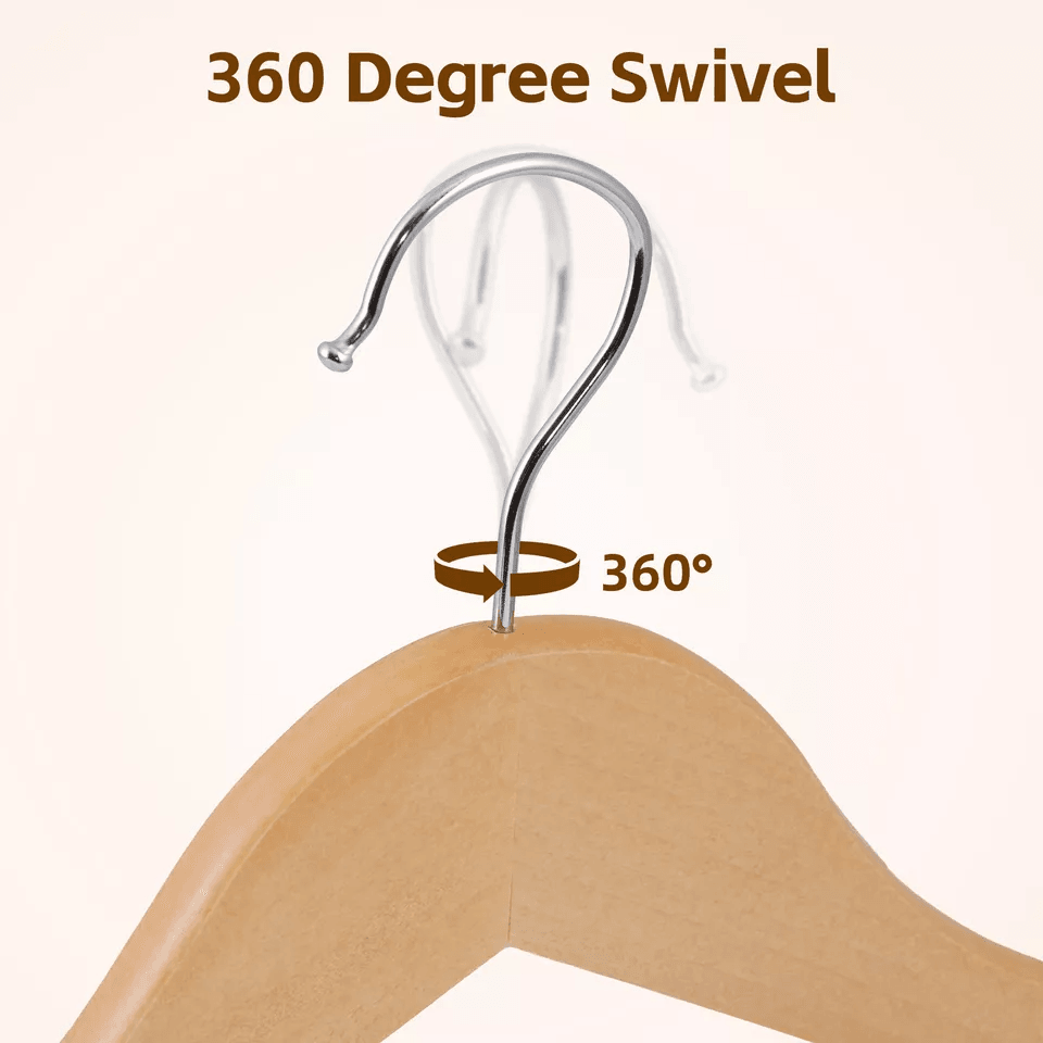 Premium Wooden Hangers NonSlip Coat  Clothes Hangers Swivel Hook Durable Natural Wood For Suits Jac 10