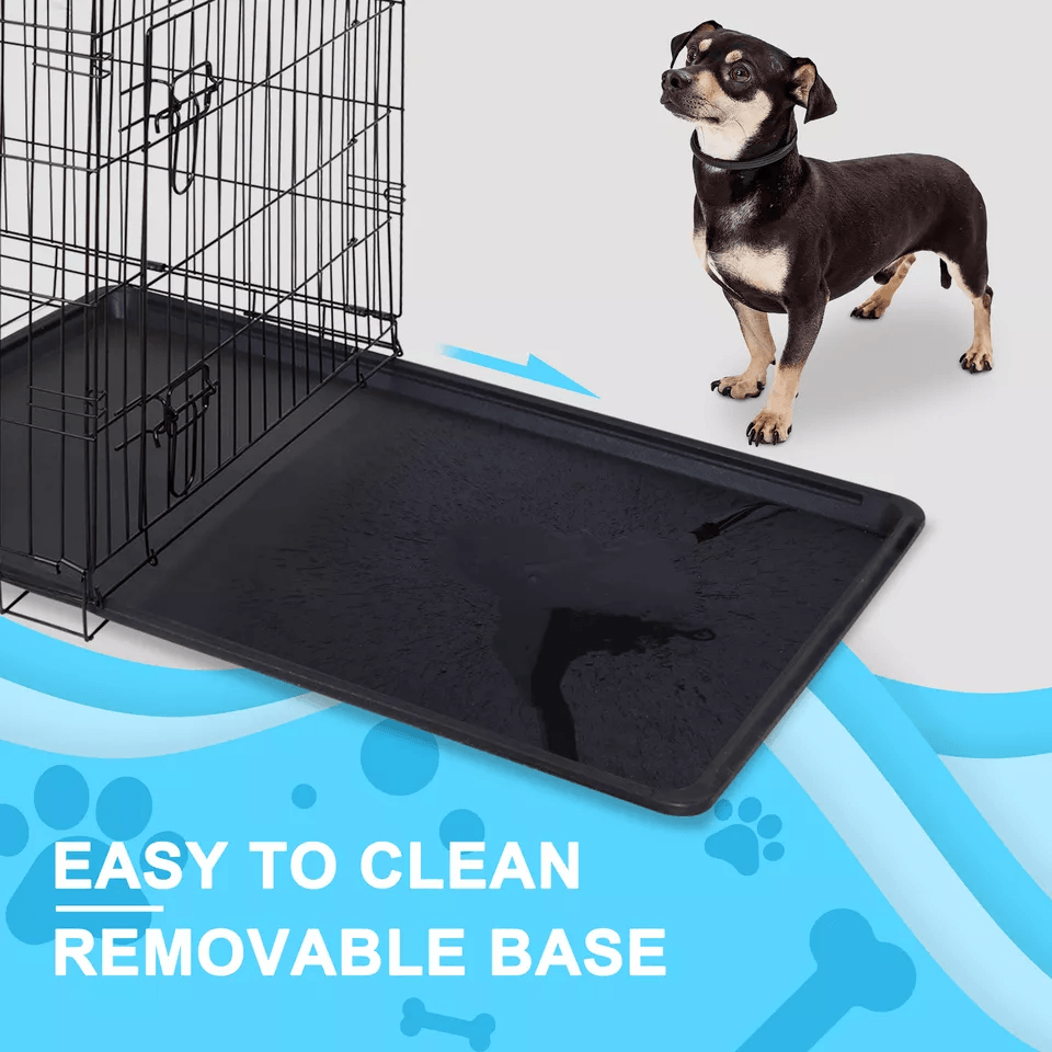 Metal Wire Dog Crate With Double Doors  Tray Foldable Pet Kennel For Medium Dogs 2
