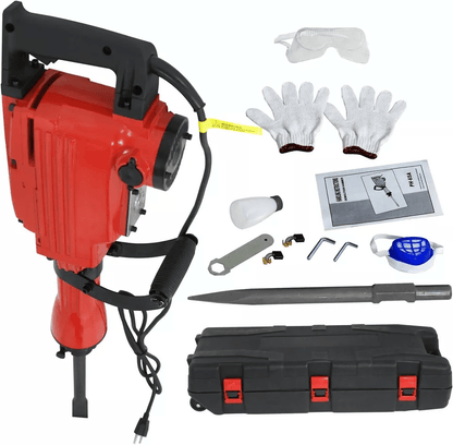 Powerful Electric Demolition Jack Hammer Heavy Duty Concrete Breaker Kit With Case  Gloves For Cons 5