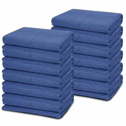 24 Moving Blankets 80x72  HeavyDuty Protective Furniture Packing Pads BlueBlack Quilted NonWoven Fa 2