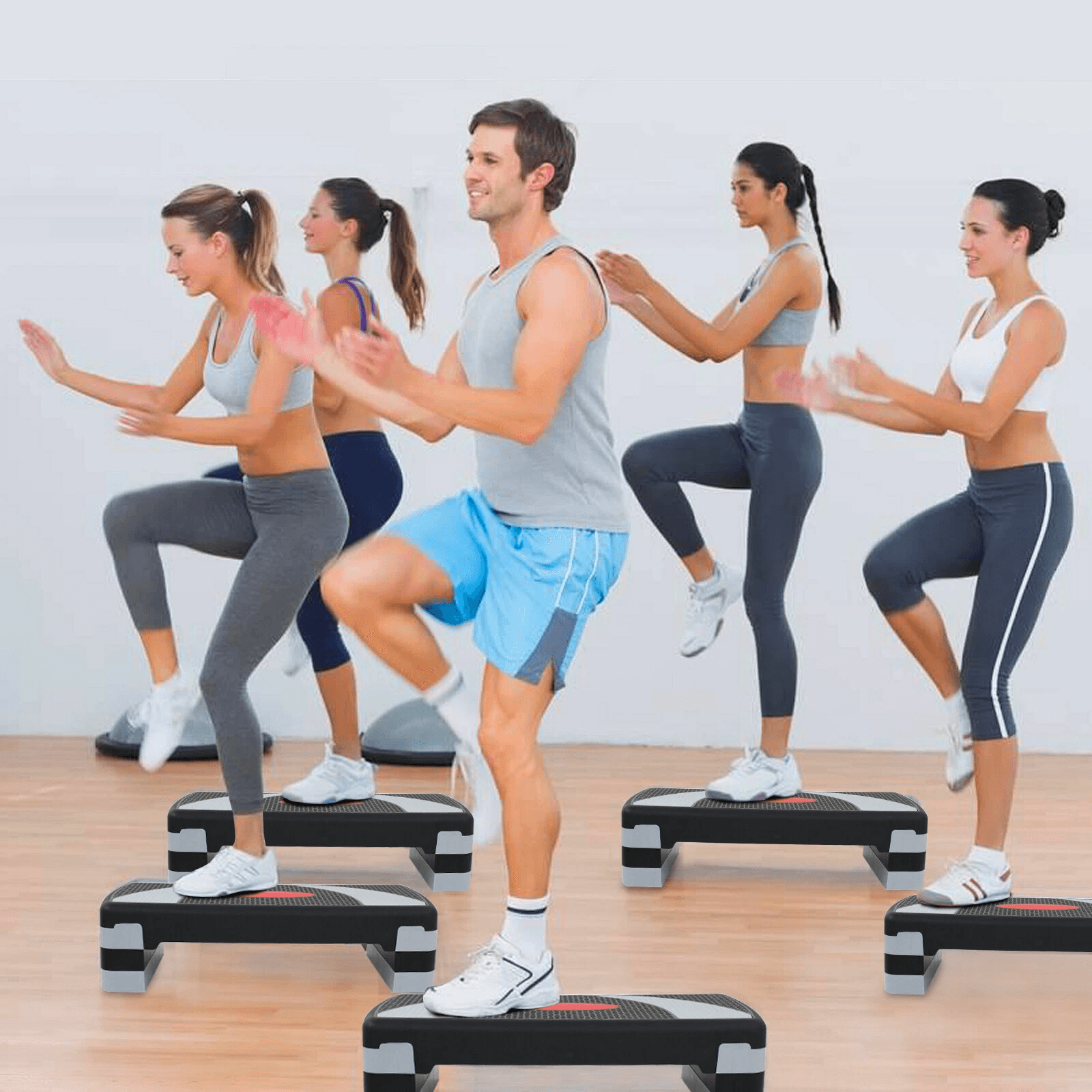 Adjustable Aerobic Step Platform Workout Stepper With Risers For Home  Gym Fitness 5