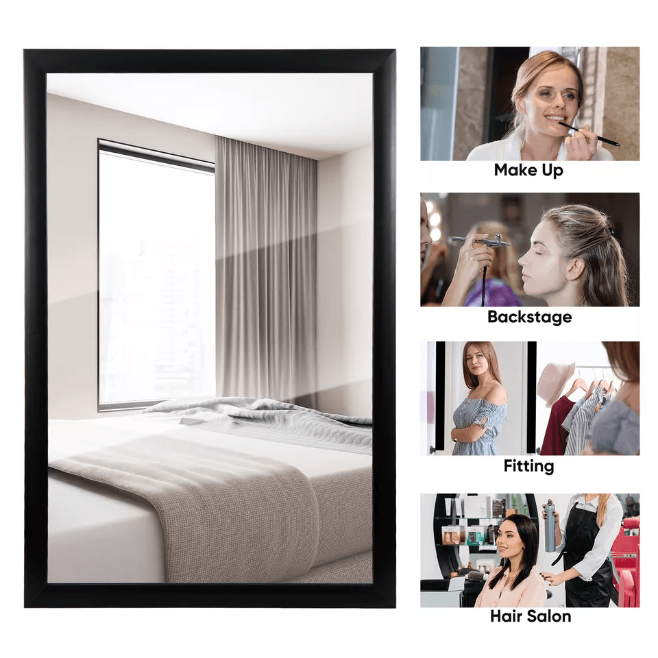 Rectangular Wall Mirror Bathroom Mirror Black PS Frame Vanity Mirror For Living Room Bedroom Or Off 1