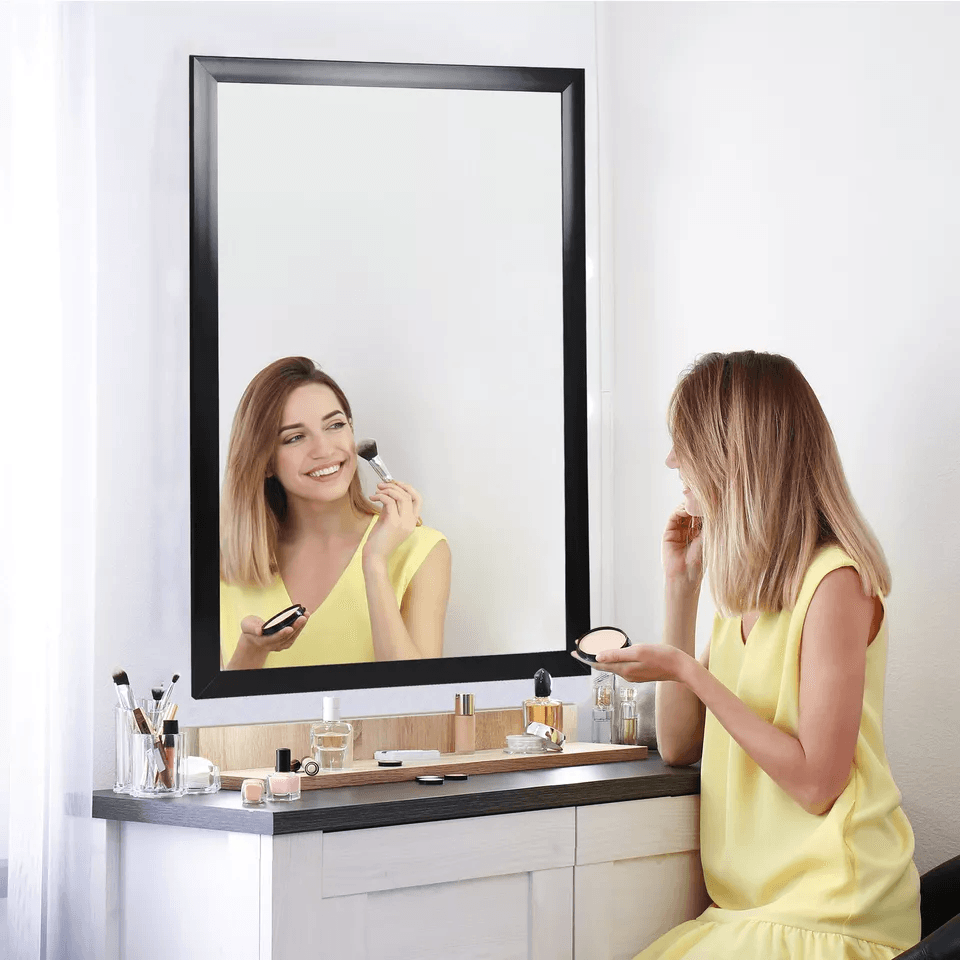 Rectangular Wall Mirror Bathroom Mirror Black PS Frame Vanity Mirror For Living Room Bedroom Or Off 6