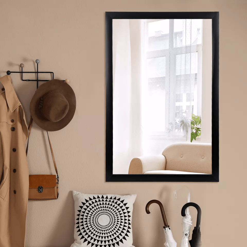 Rectangular Wall Mirror Bathroom Mirror Black PS Frame Vanity Mirror For Living Room Bedroom Or Off 7