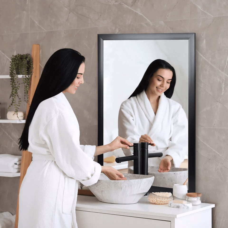 Rectangular Wall Mirror Bathroom Mirror Black PS Frame Vanity Mirror For Living Room Bedroom Or Off 11