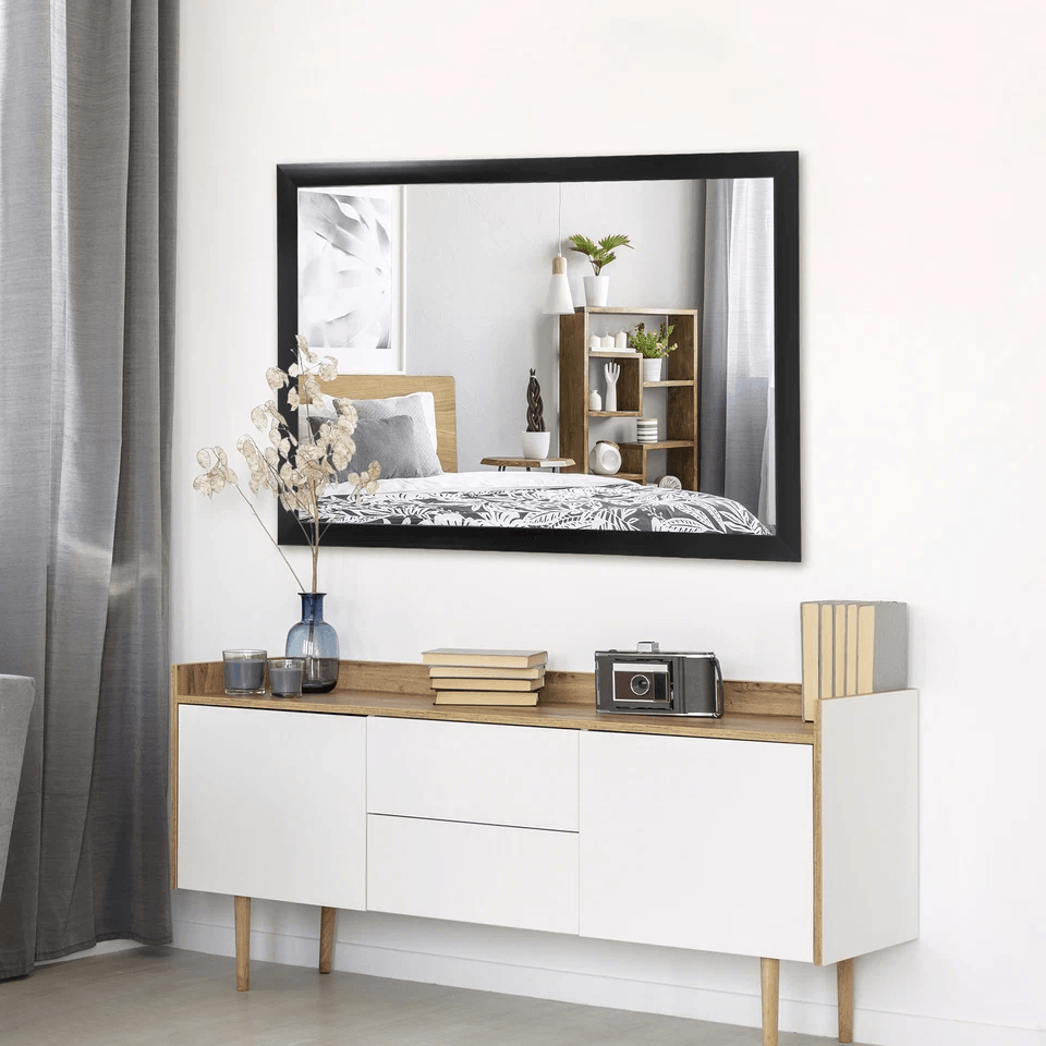 Rectangular Wall Mirror Bathroom Mirror Black PS Frame Vanity Mirror For Living Room Bedroom Or Off 12