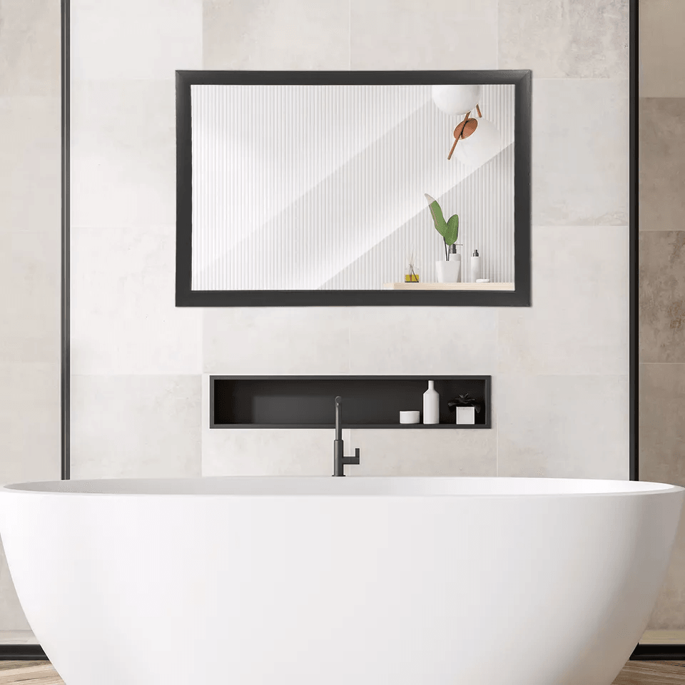 Rectangular Wall Mirror Bathroom Mirror Black PS Frame Vanity Mirror For Living Room Bedroom Or Off 4
