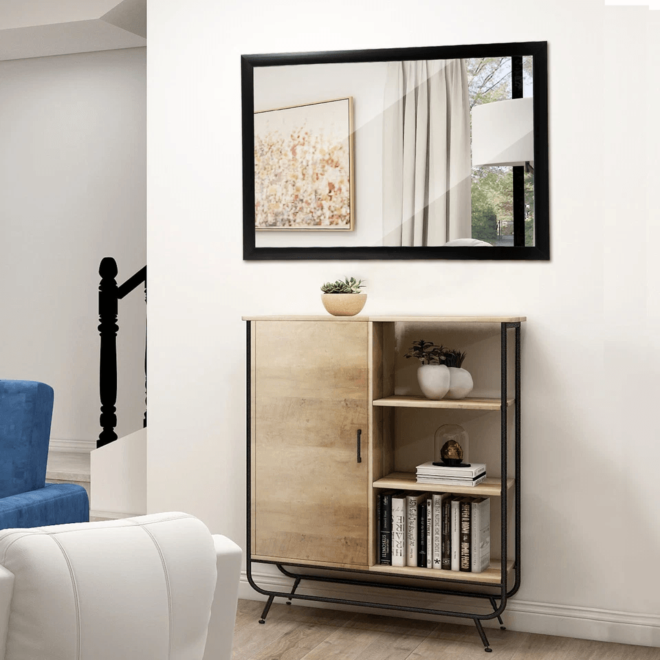 Rectangular Wall Mirror Bathroom Mirror Black PS Frame Vanity Mirror For Living Room Bedroom Or Off 5