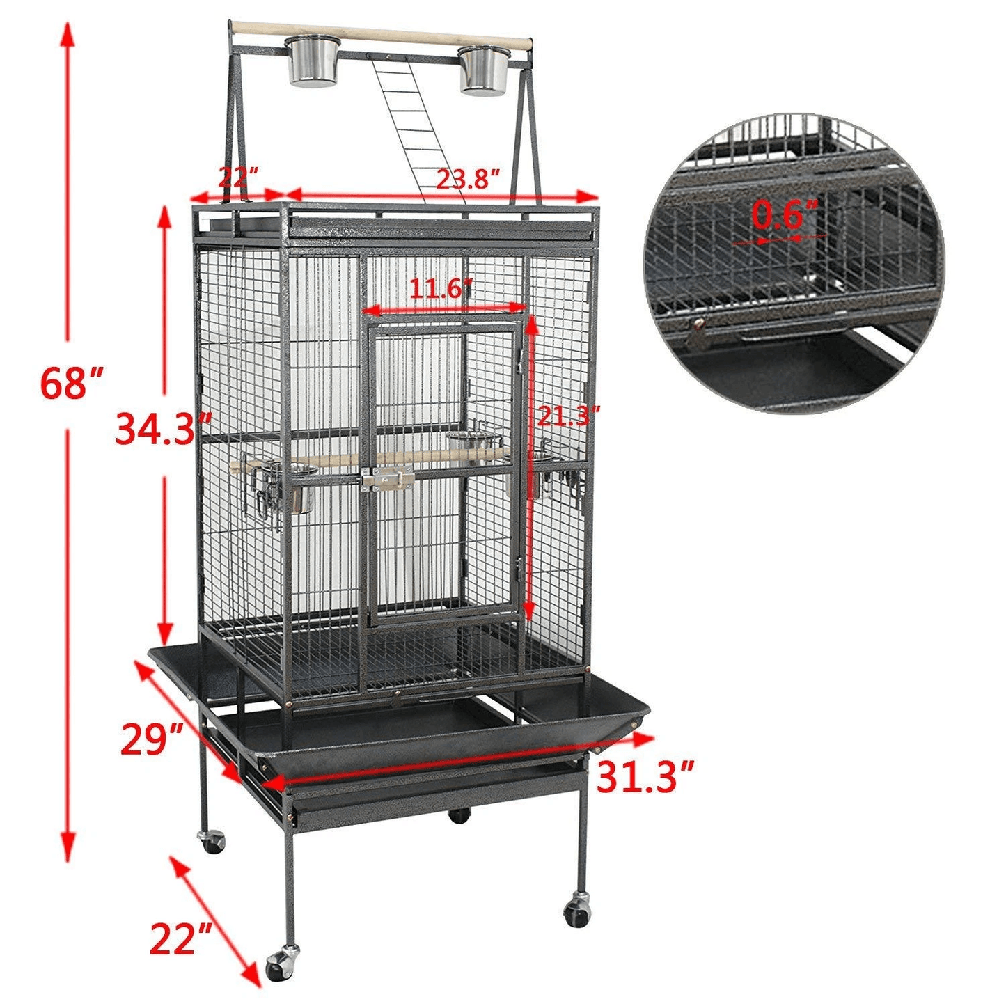 Large Bird Cage With Play Top Ideal For Parrots Finches Macaws And Cockatoos 6