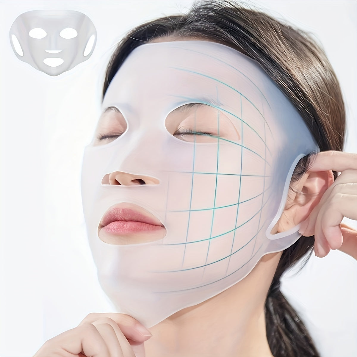 Silicone Facial Mask Cover, Reusable Anti-Evaporation Moisturizing Fixing Tool
