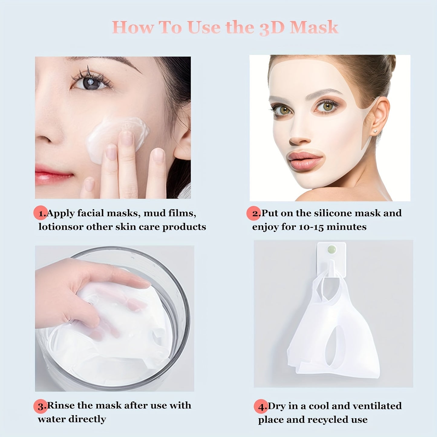 Silicone Facial Mask Cover Reusable AntiEvaporation Moisturizing Fixing Tool