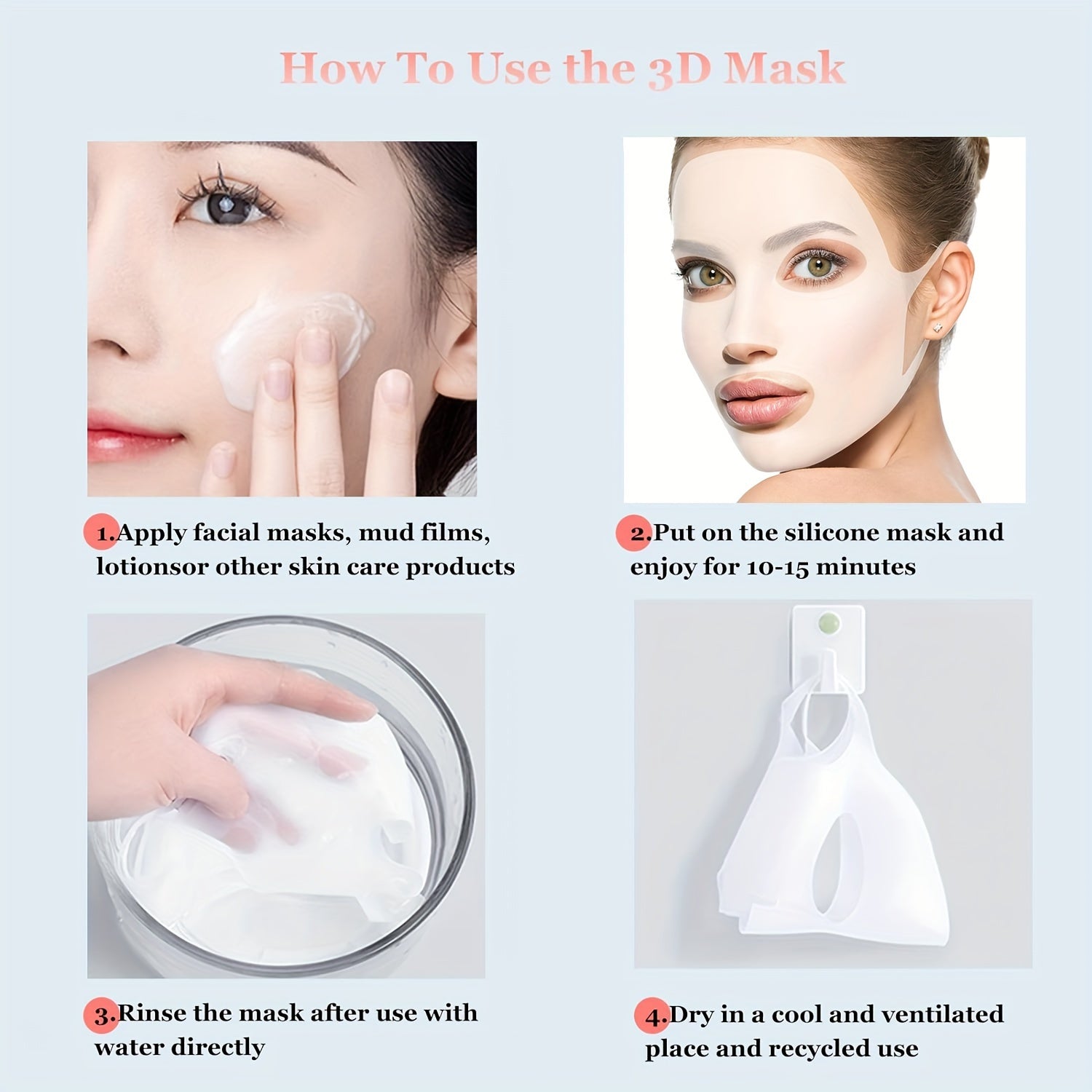 Silicone Facial Mask Cover Reusable AntiEvaporation Moisturizing Fixing Tool