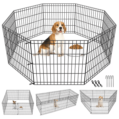 Dog Playpen Panels Foldable Exercise Pen,, Indoor Outdoor Pet Playpen Fence for Puppies, Rabbits, Ducks, Secure Portable
