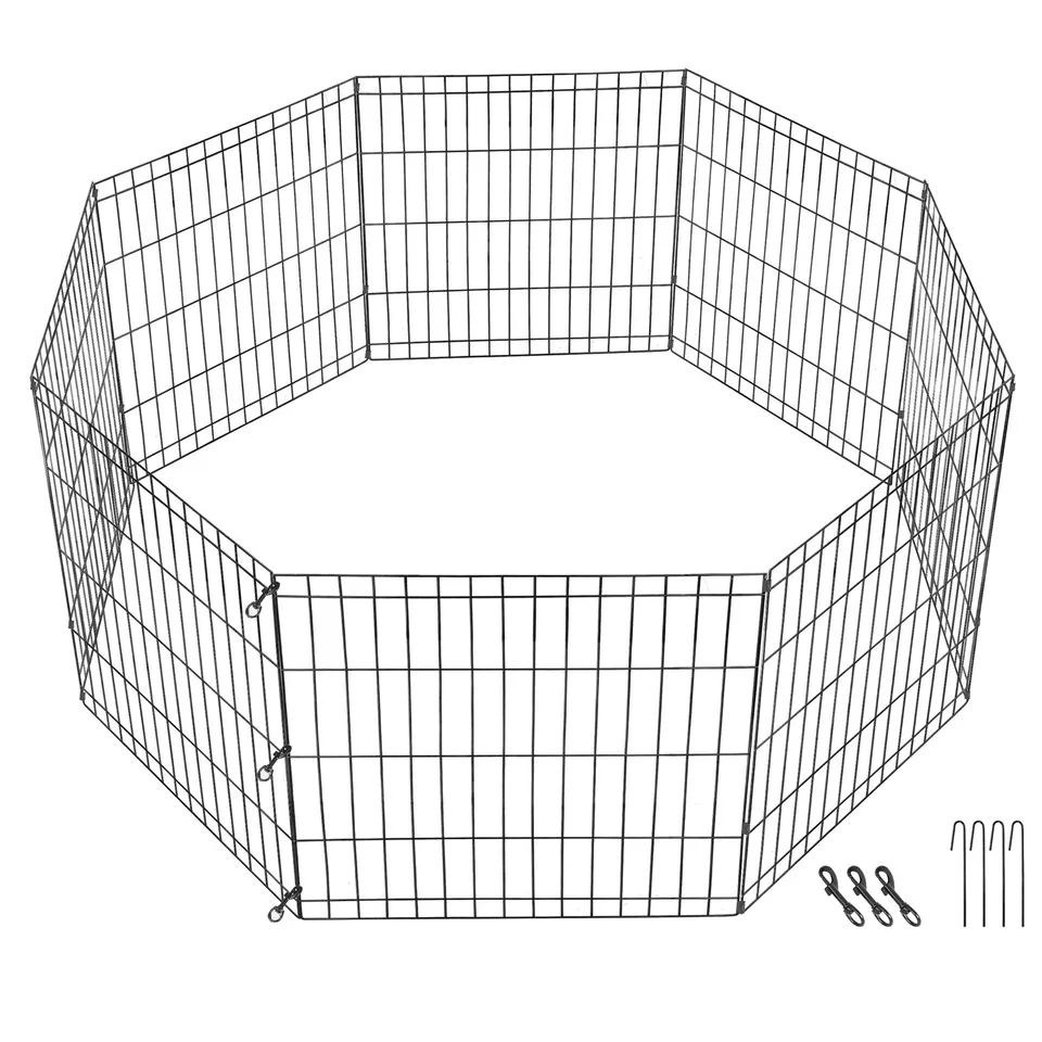 Dog Playpen Panels Foldable Exercise Pen Indoor Outdoor Pet Playpen Fence For Puppies Rabbits Ducks 12