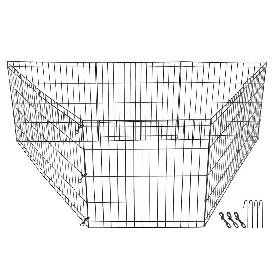 Dog Playpen Panels Foldable Exercise Pen Indoor Outdoor Pet Playpen Fence For Puppies Rabbits Ducks 15