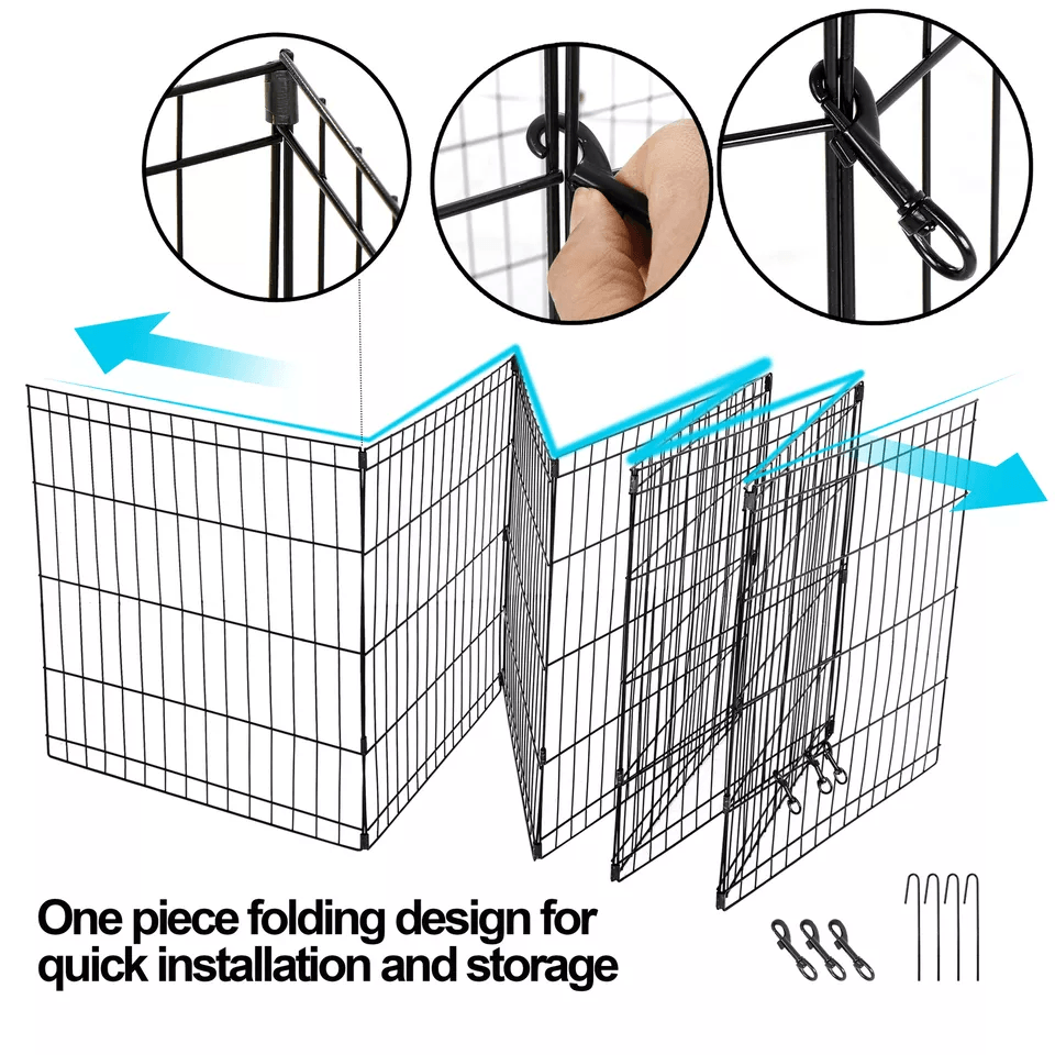 Dog Playpen Panels Foldable Exercise Pen Indoor Outdoor Pet Playpen Fence For Puppies Rabbits Ducks 7