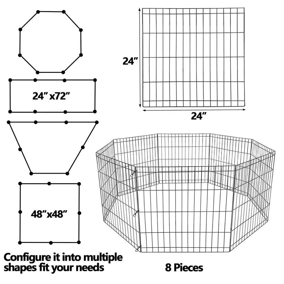Dog Playpen Panels Foldable Exercise Pen Indoor Outdoor Pet Playpen Fence For Puppies Rabbits Ducks 13