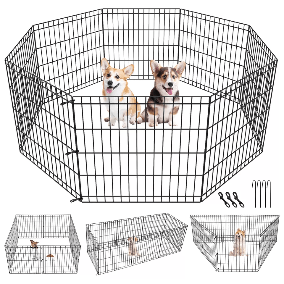 Dog Playpen Panels Foldable Exercise Pen Indoor Outdoor Pet Playpen Fence For Puppies Rabbits Ducks 4
