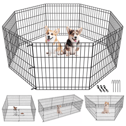 Dog Playpen Panels Foldable Exercise Pen Indoor Outdoor Pet Playpen Fence For Puppies Rabbits Ducks 4