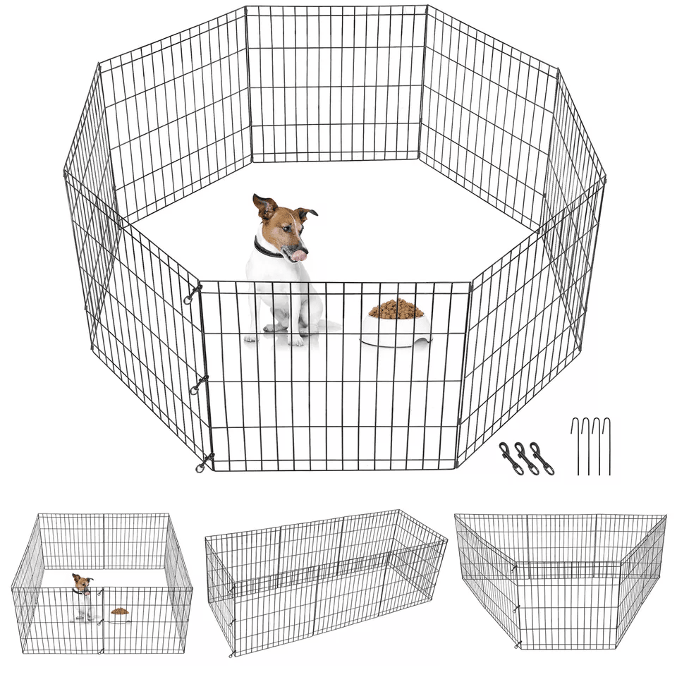 Dog Playpen Panels Foldable Exercise Pen Indoor Outdoor Pet Playpen Fence For Puppies Rabbits Ducks 5