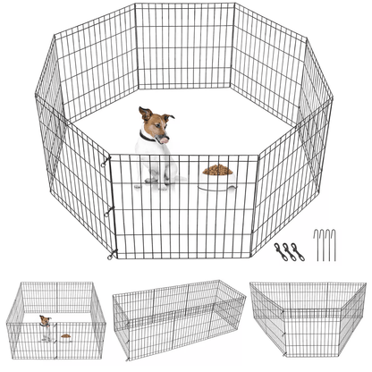 Dog Playpen Panels Foldable Exercise Pen Indoor Outdoor Pet Playpen Fence For Puppies Rabbits Ducks 5
