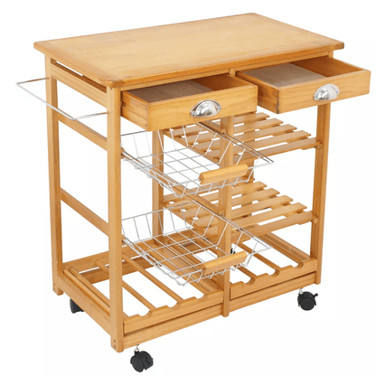 Rolling Kitchen Island Cart Wood Mobile Serving Cart With Storage For Home  Restaurant 1