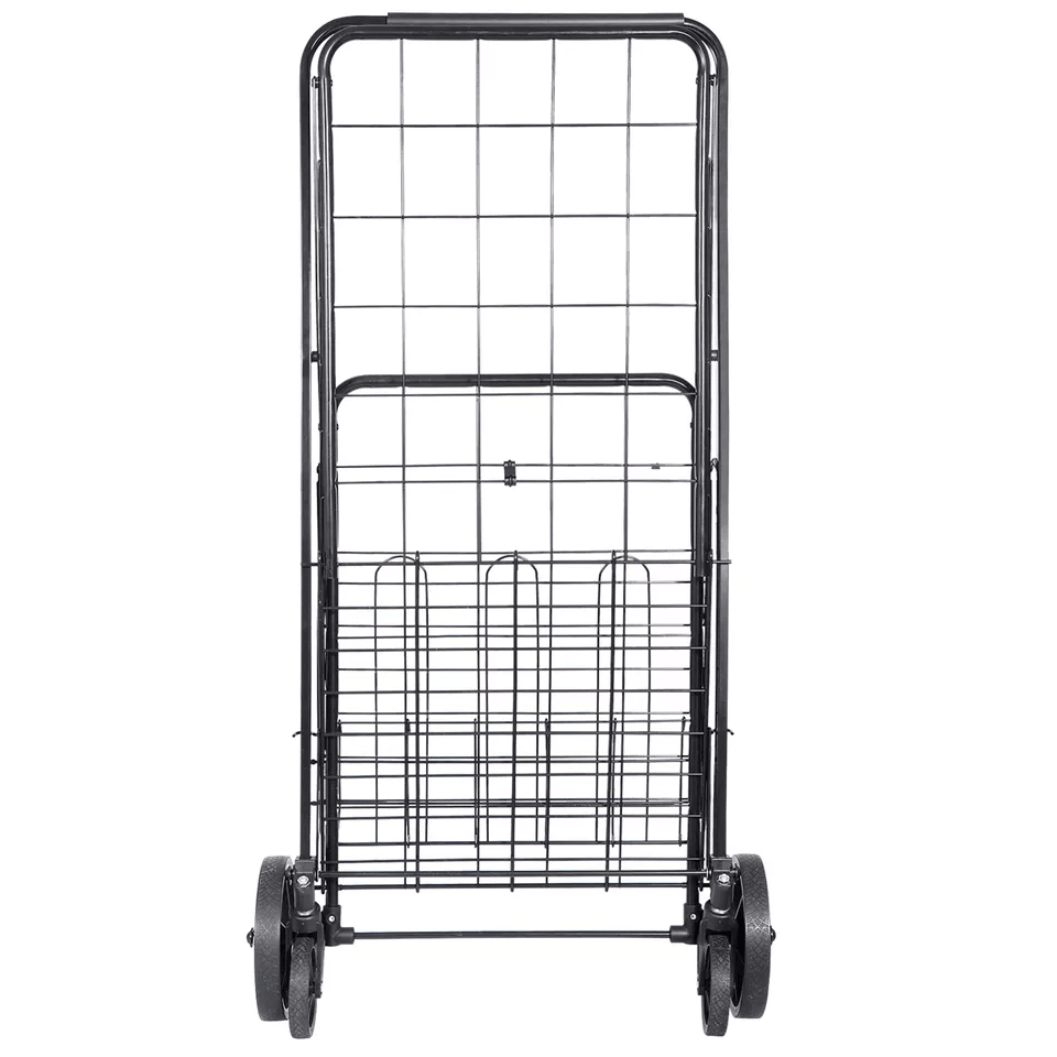 HeavyDuty Folding Shopping Cart Utility Cart With Wheels And Double Basket Portable Laundry Grocery 11