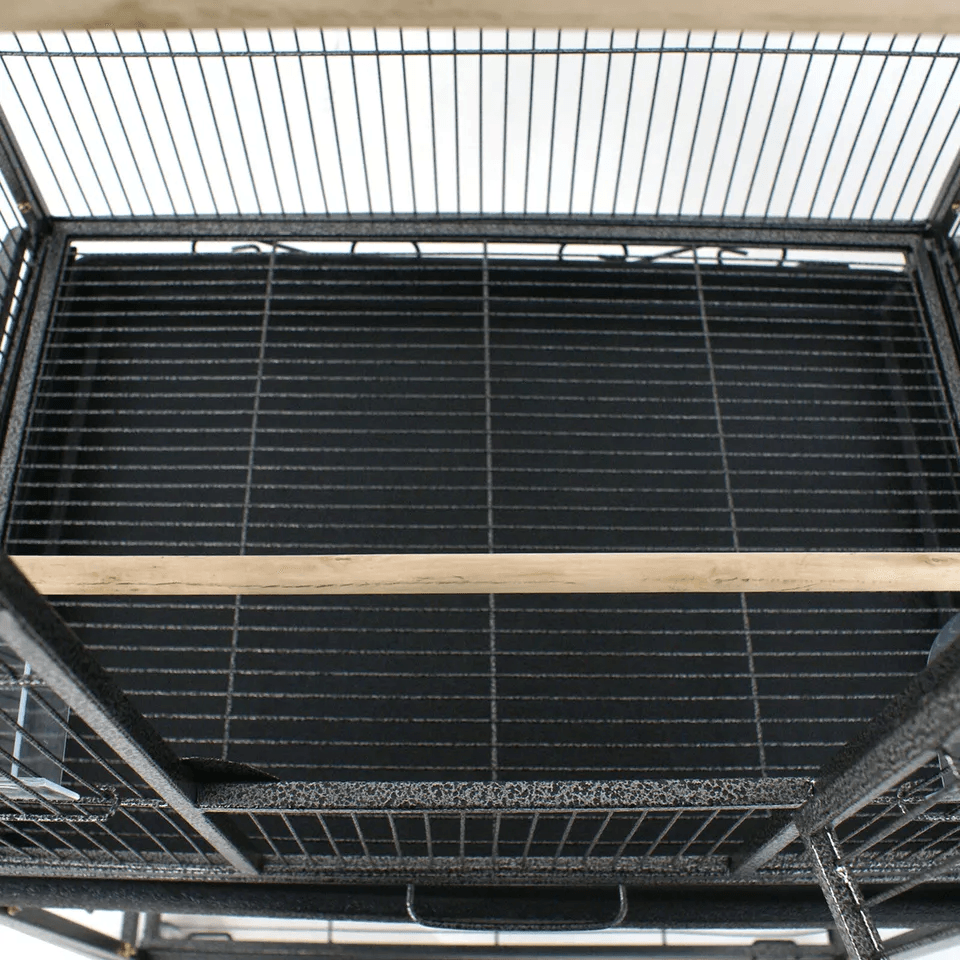 Large Black Wrought Iron Bird Cage With Wheels Ideal For Parakeets Cockatiels And Small Parrots 5