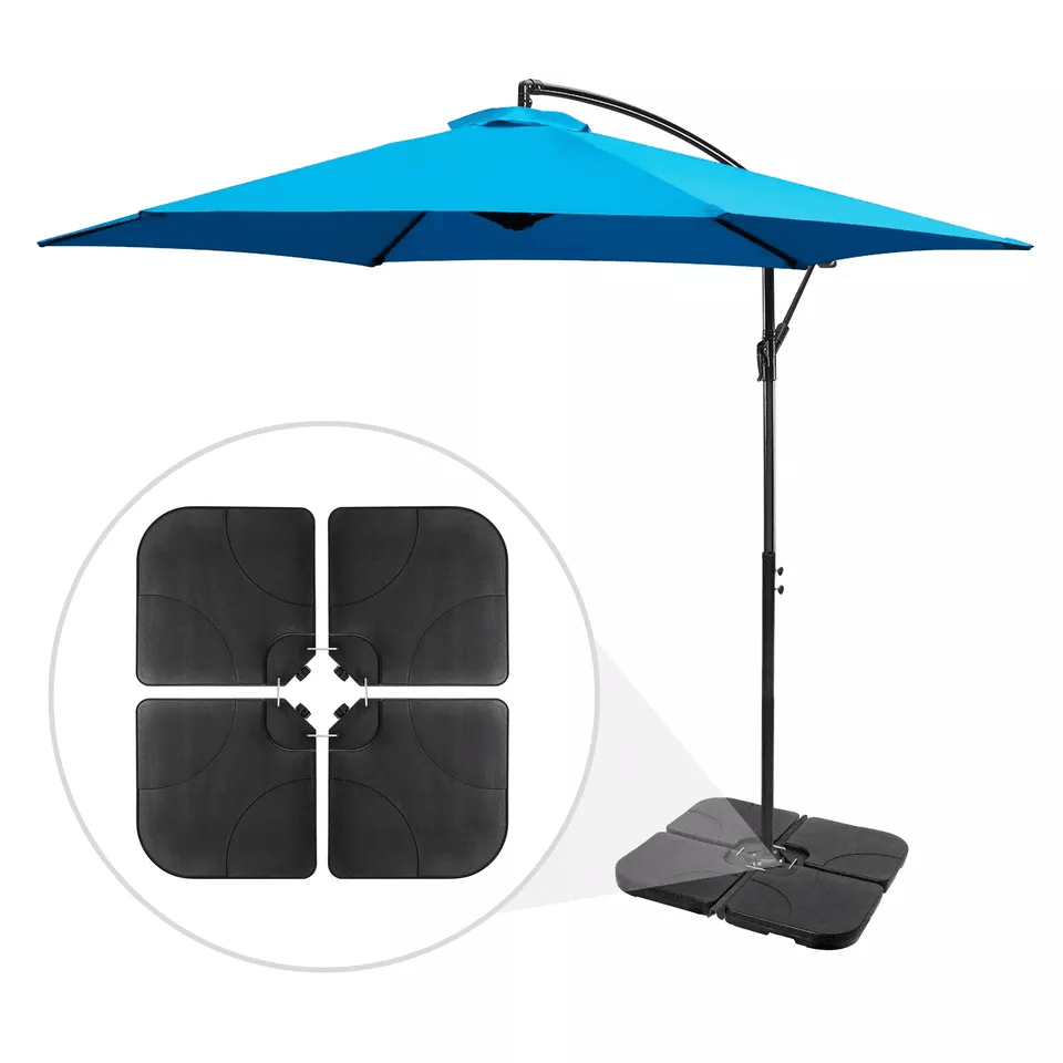 Heavy Duty 4 Piece Cantilever Offset Patio Umbrella Base Stand Square Plates For Secure Outdoor Sha 1