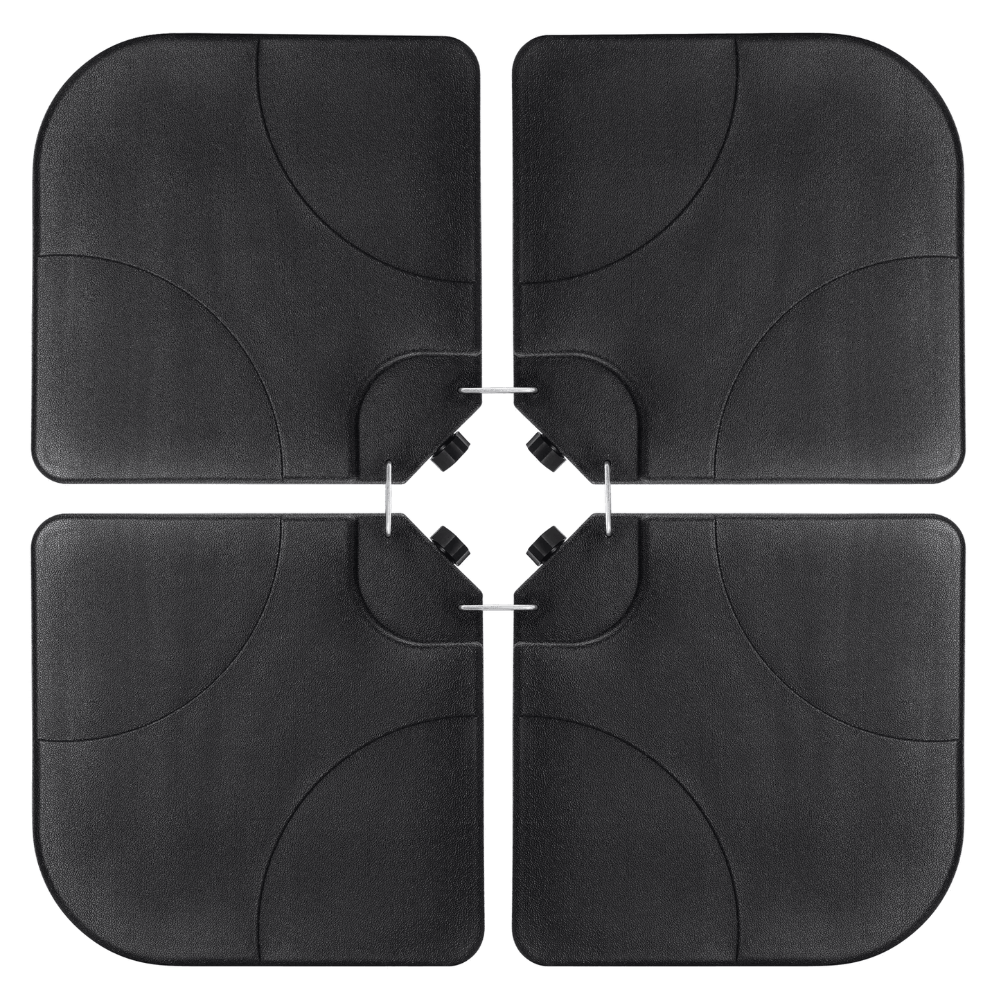 Heavy Duty 4 Piece Cantilever Offset Patio Umbrella Base Stand, Square Plates for Secure Outdoor Shade