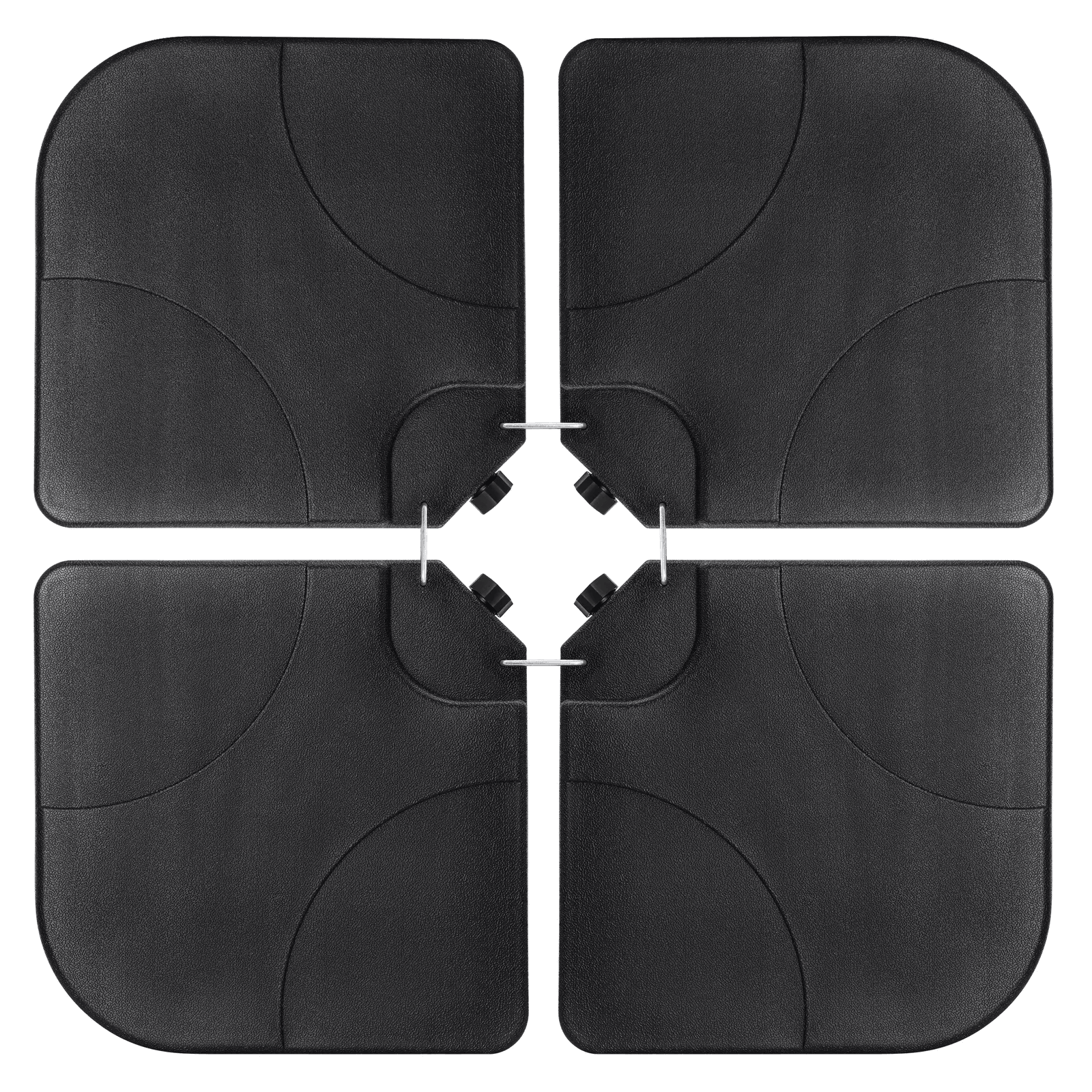 Heavy Duty 4 Piece Cantilever Offset Patio Umbrella Base Stand, Square Plates for Secure Outdoor Shade