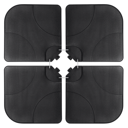 Heavy Duty 4 Piece Cantilever Offset Patio Umbrella Base Stand, Square Plates for Secure Outdoor Shade