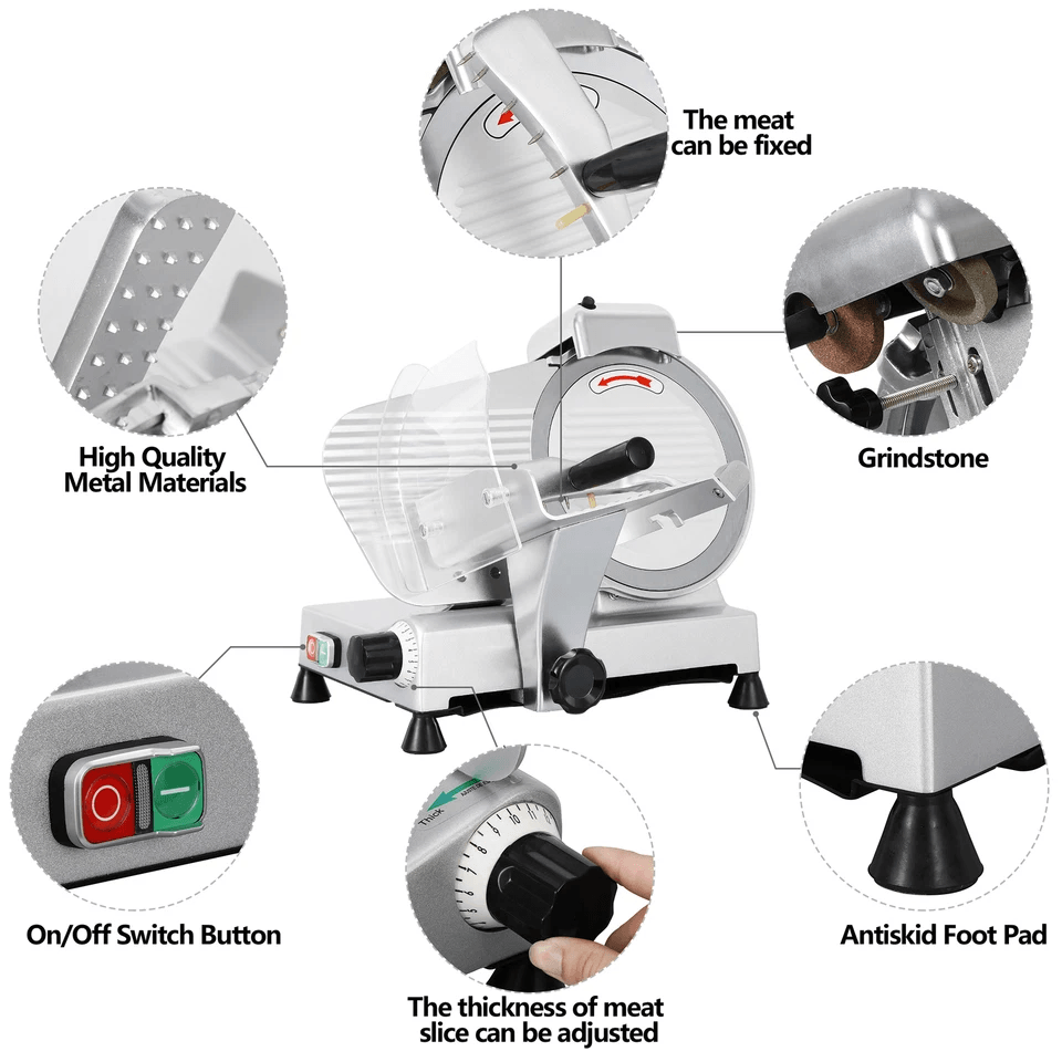Professional Electric Meat Slicer Stainless Steel Blade Deli Food Slicer For Home Kitchen Adjustabl 15