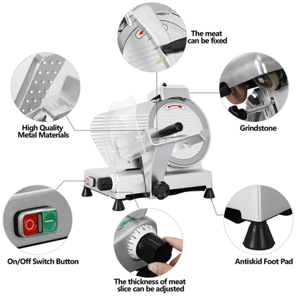 Professional Electric Meat Slicer Stainless Steel Blade Deli Food Slicer For Home Kitchen Adjustabl 15
