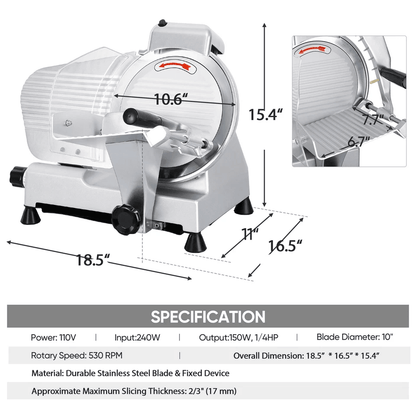 Professional Electric Meat Slicer Stainless Steel Blade Deli Food Slicer For Home Kitchen Adjustabl 16