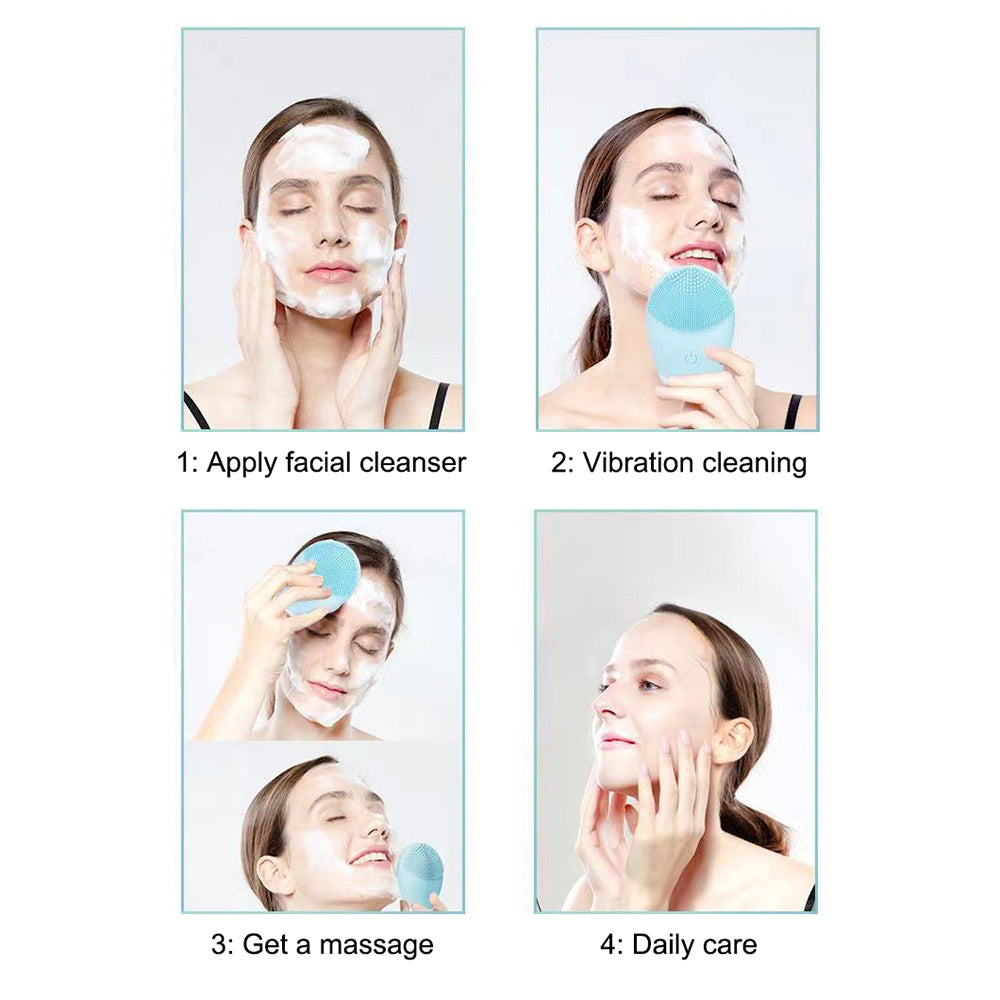 Vibrating Electric Silicone Facial Cleanser Skincare Massage Tool for Deep Pore Cleaning