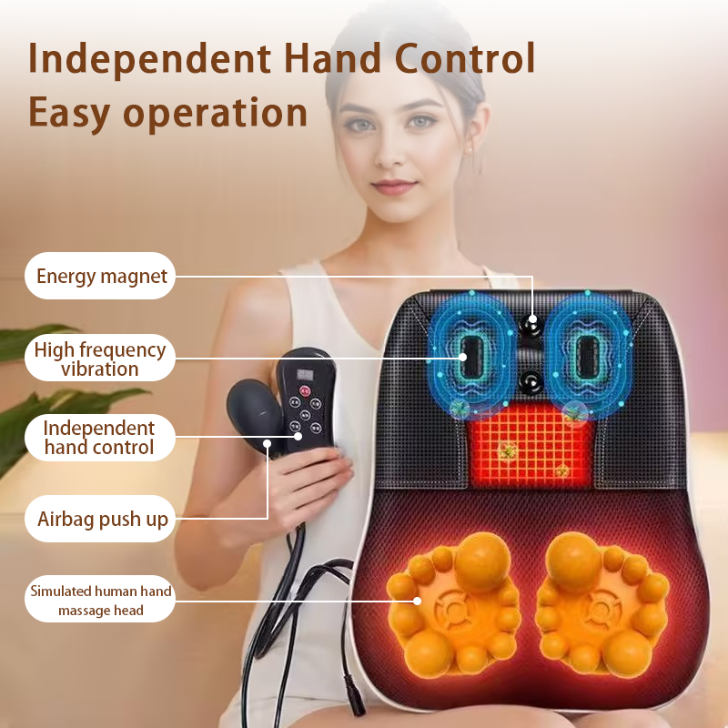 Electric Cervical Pillow Shiatsu Neck  Back Massager with Airbag Traction and Heating for Car and