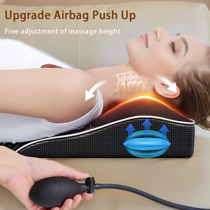 Electric Cervical Pillow Shiatsu Neck  Back Massager with Airbag Traction and Heating for Car and