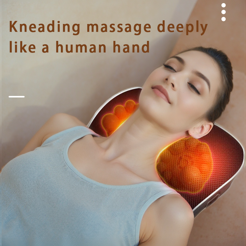 Electric Cervical Pillow Shiatsu Neck  Back Massager with Airbag Traction and Heating for Car and