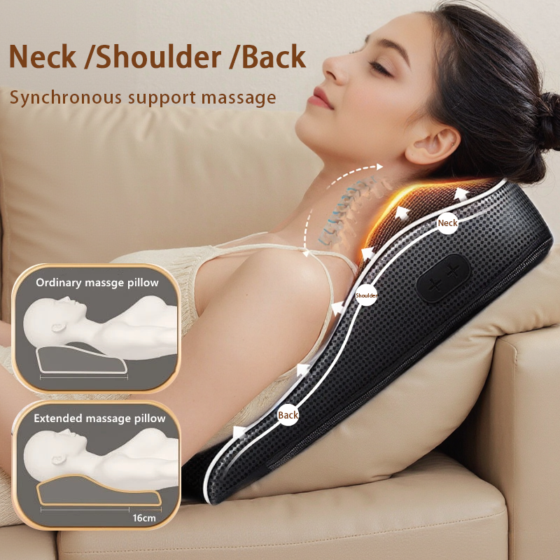 Electric Cervical Pillow Shiatsu Neck  Back Massager with Airbag Traction and Heating for Car and