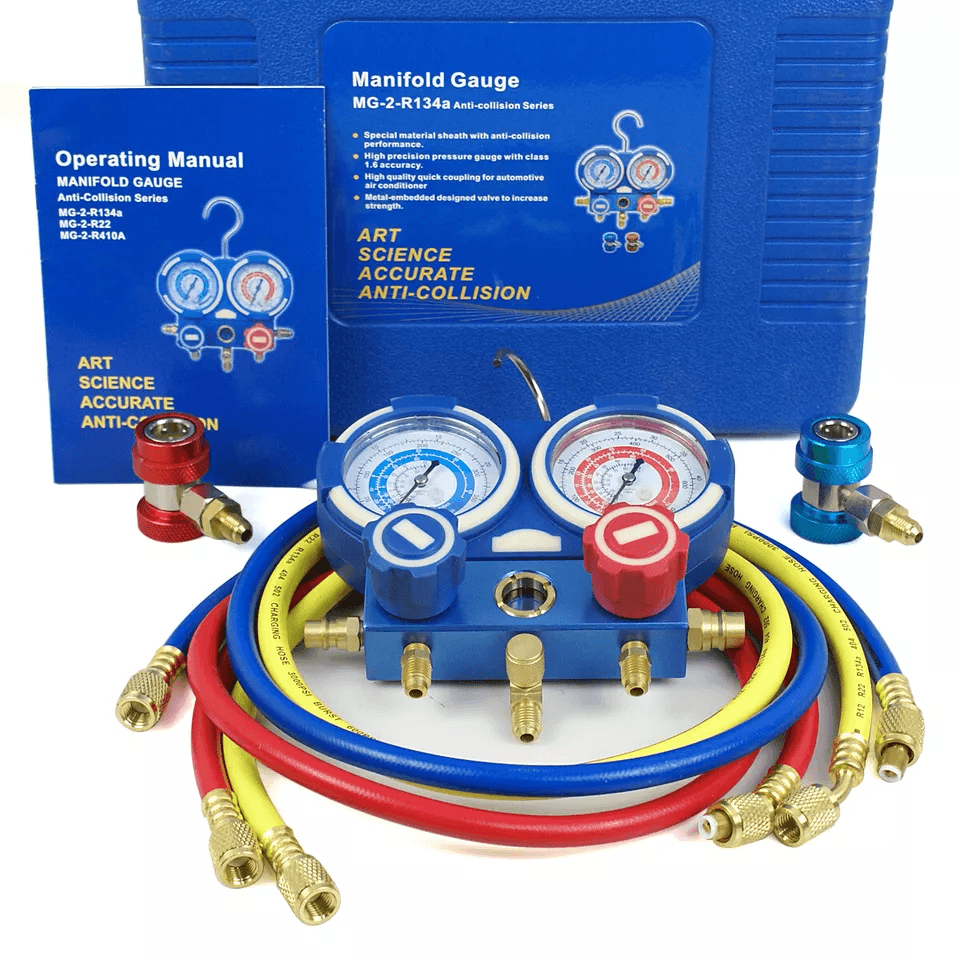 Professional AC Manifold Gauge Set For Refrigeration With Brass Charging Case 3