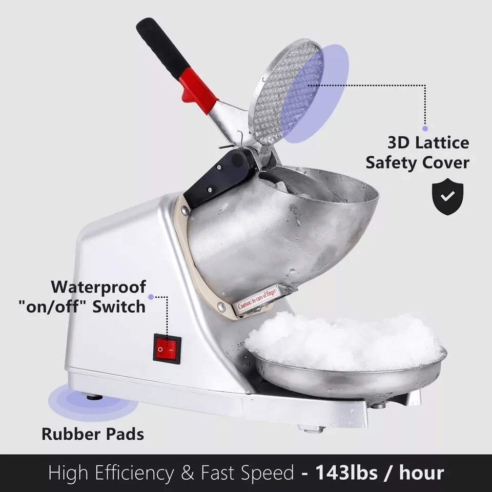 Electric Ice Crusher Stainless Steel Snow Cone Maker HeavyDuty Ice Shaver Machine For Home Bar Rest 9