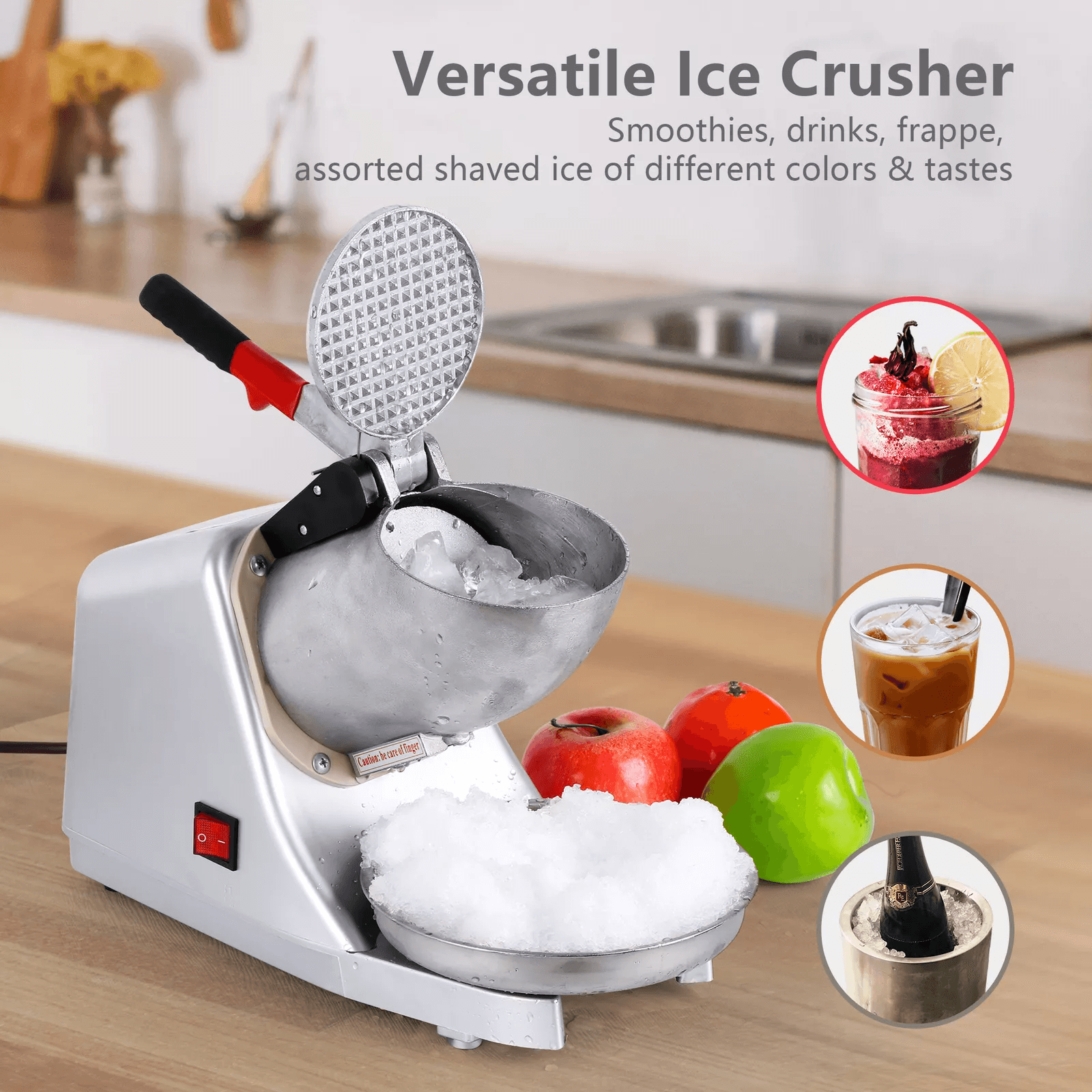 Electric Ice Crusher Stainless Steel Snow Cone Maker HeavyDuty Ice Shaver Machine For Home Bar Rest 1