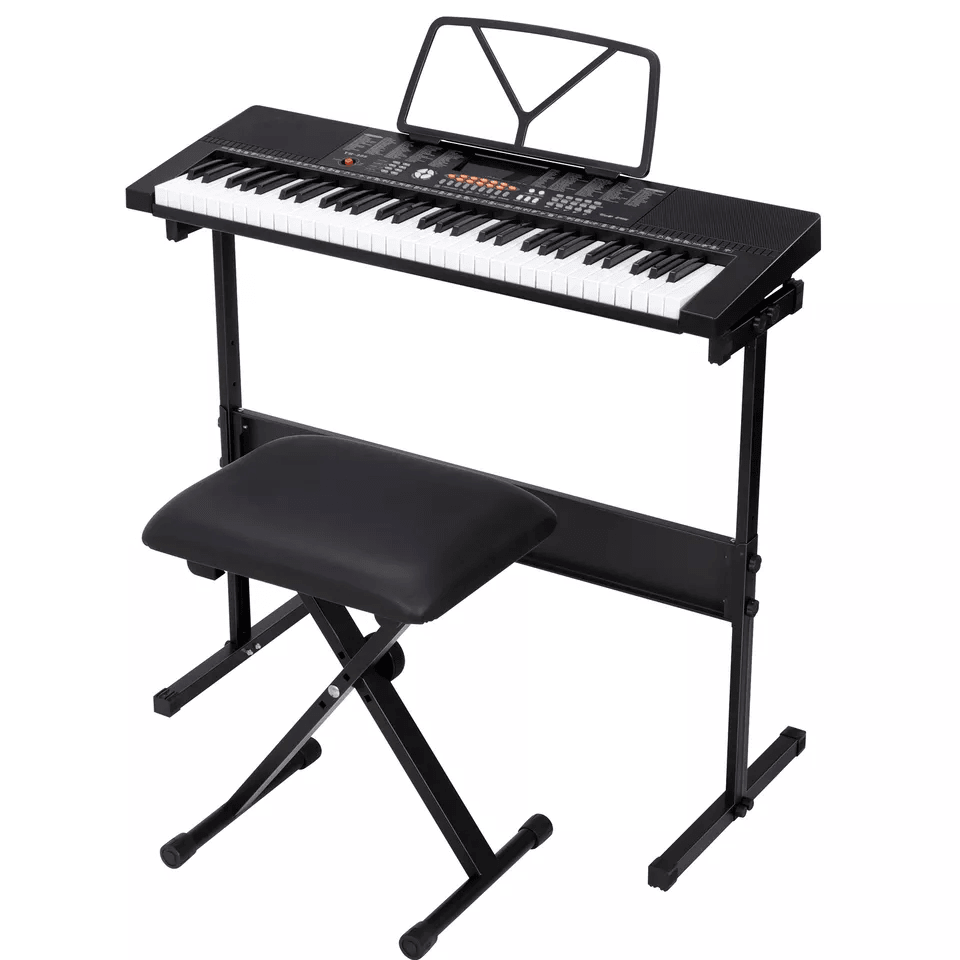 Electric Keyboard Piano 61 Key With Headphones Microphone  Stool For Beginners 1