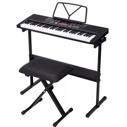 Electric Keyboard Piano 61 Key With Headphones Microphone  Stool For Beginners 1