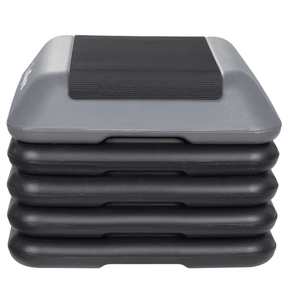 Adjustable Aerobic Stepper Exercise Workout Step Platform With Riser Grey HighDensity SlipResistant 5