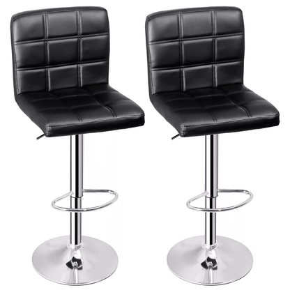 Adjustable Swivel Bar Stools with PU Leather Backrest, Black Counter Chairs for Home Bar