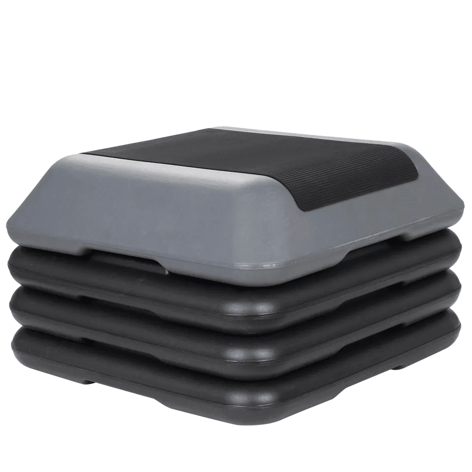 Adjustable Aerobic Stepper Exercise Workout Step Platform With Riser Grey HighDensity SlipResistant 10
